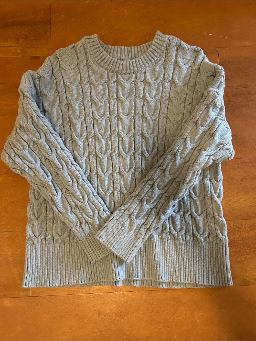 Classic Cable Knit Women’s Sweater - Light Blue